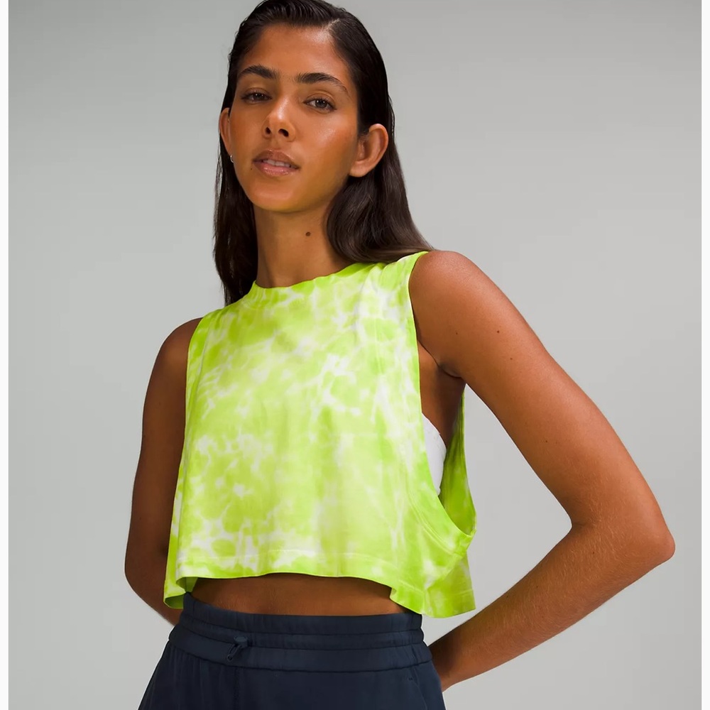 LULULEMON Women's All Yours Cropped Cotton Tank Top Tie Dye Sz 12 NWT